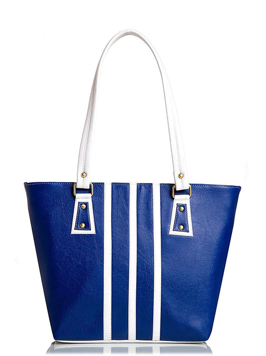 Women Hand Bag White & Blue Shoulder Bag - Extra Spacious