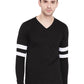Black & White Solid Men V Neck T-Shirt Zabolo