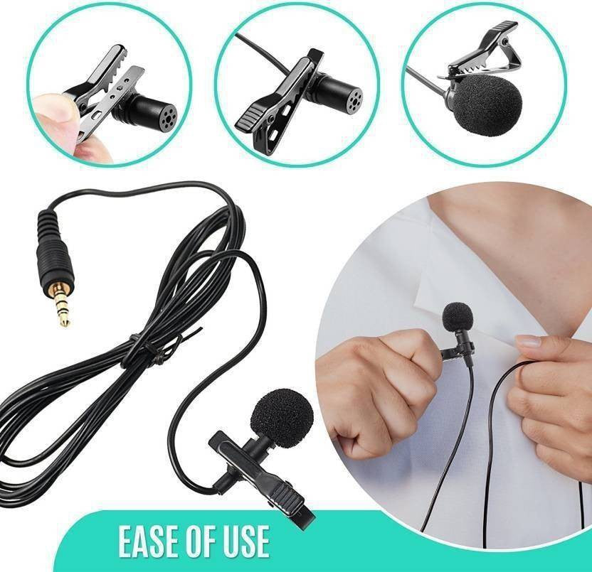 Zabolo Collar - Mic Clip on Microphone 3.5mm for Lectures, Teaching, and making Videos Mic  (Black) Zabolo