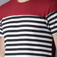 Red black White H Sleeves T-Shirt Striped Men Round Neck Red, White, Black T-Shirt Zabolo