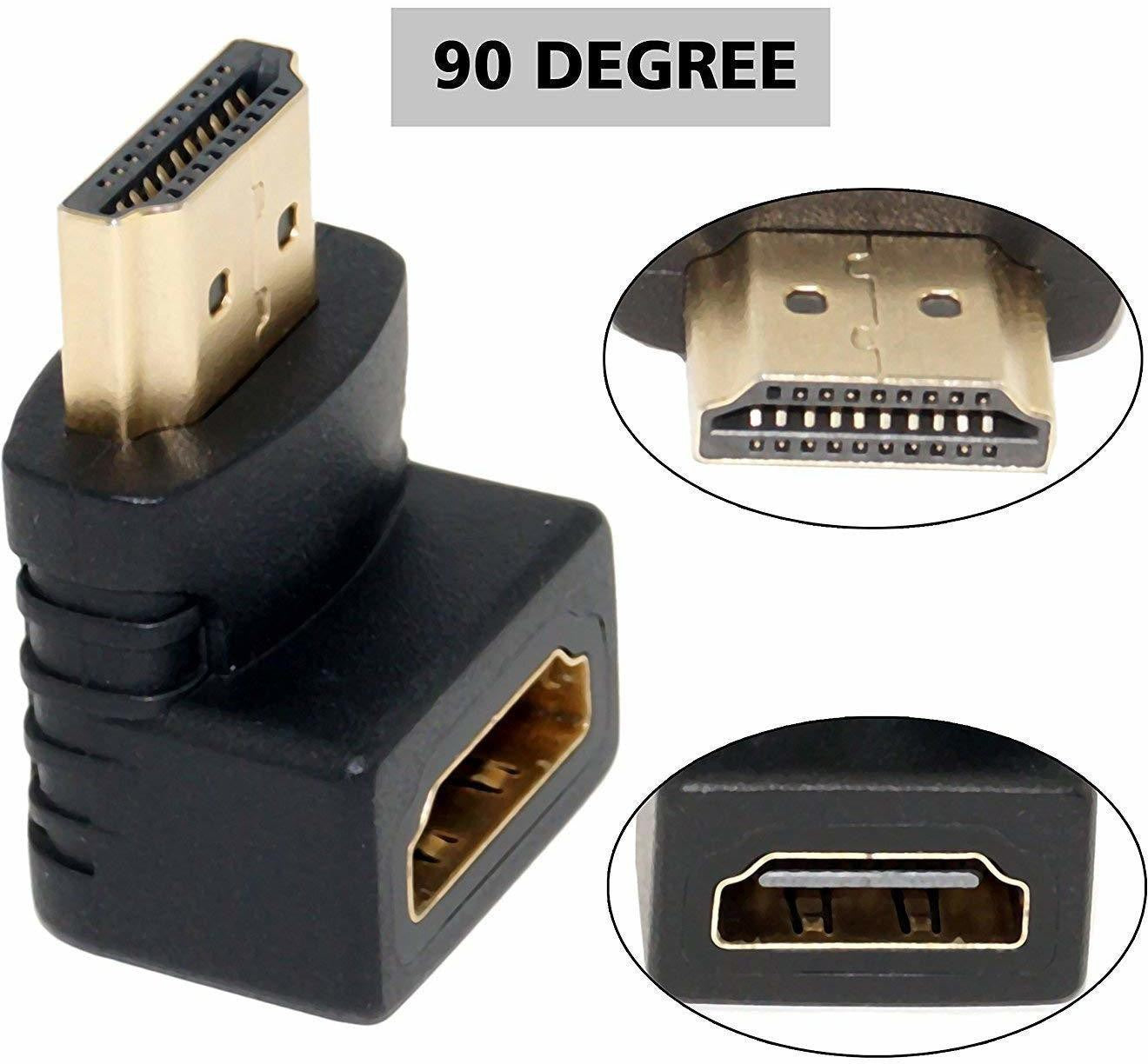 Zabolo HDMI Adapter L Type HDMI Male to HDMI Female Jointer (Compatible with Set top box, HDTV, Black, Gold, One Cable) Zabolo