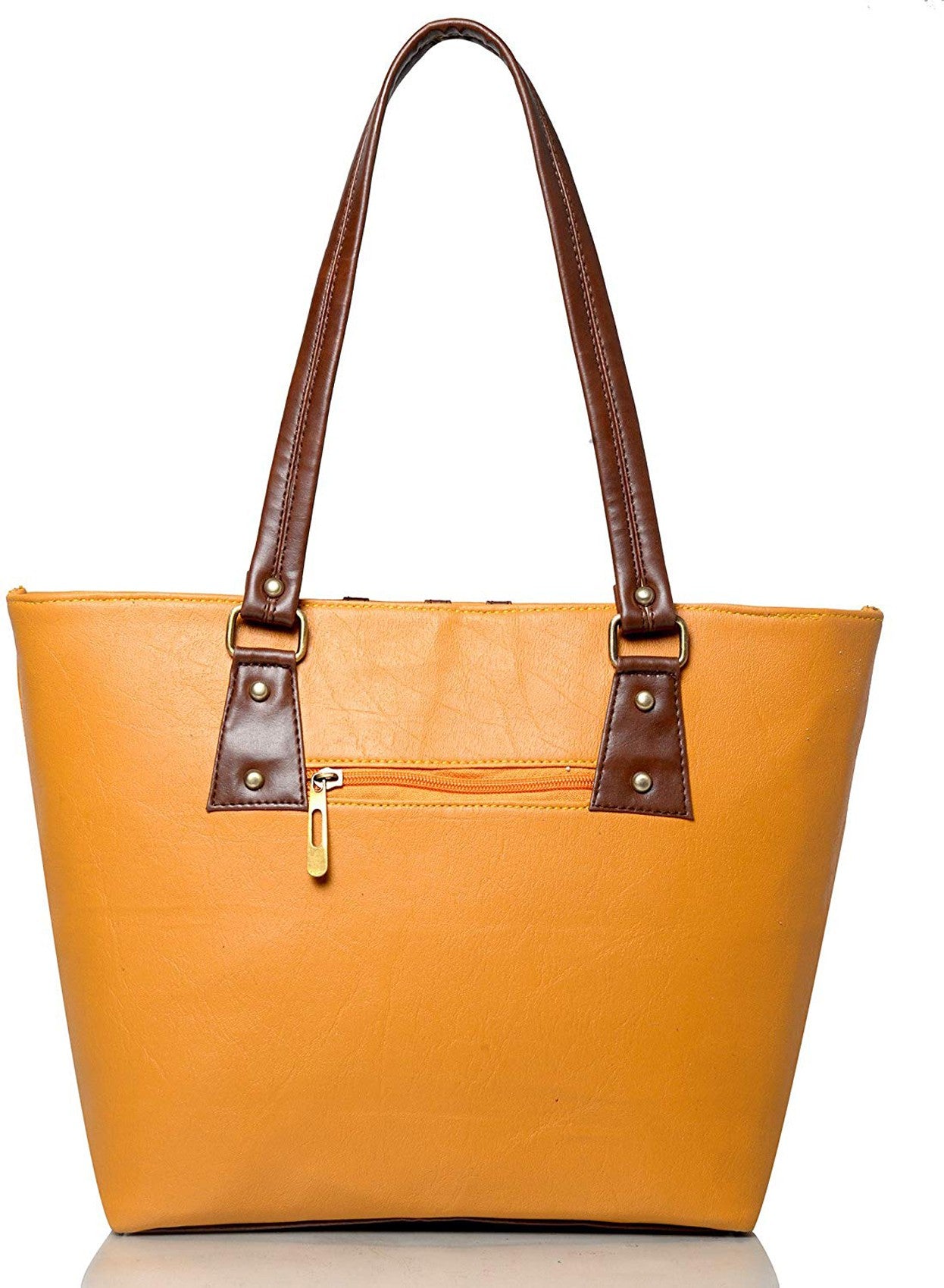 Women Shoulder Bag - Extra Spacious (Yellow & Brown) Zabolo