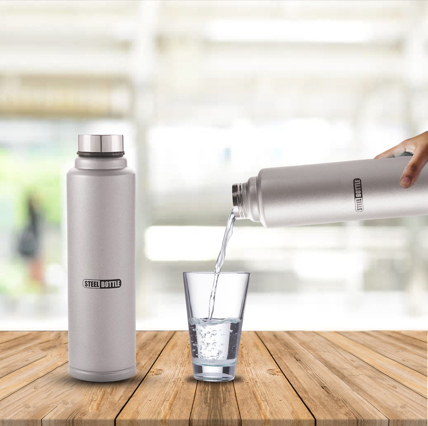 Stainless Steel Water Bottle 1000 ml Bottle  (Pack of 1, Silver, Steel) Zabolo