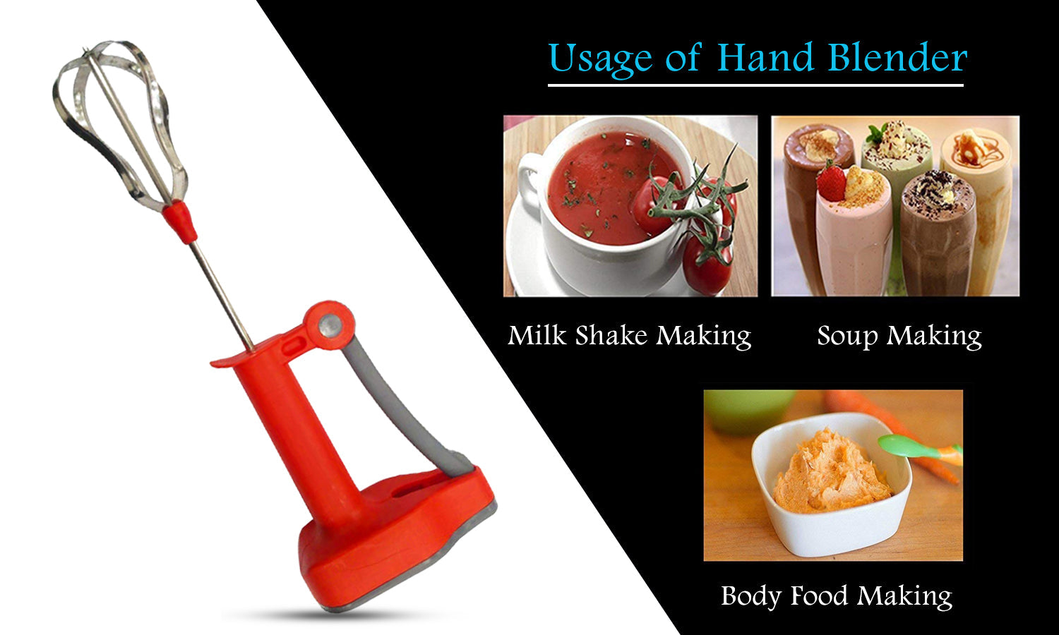 Power-Free Hand Blender and Beater in Kitchen Appliances with High Speed Operation Zabolo