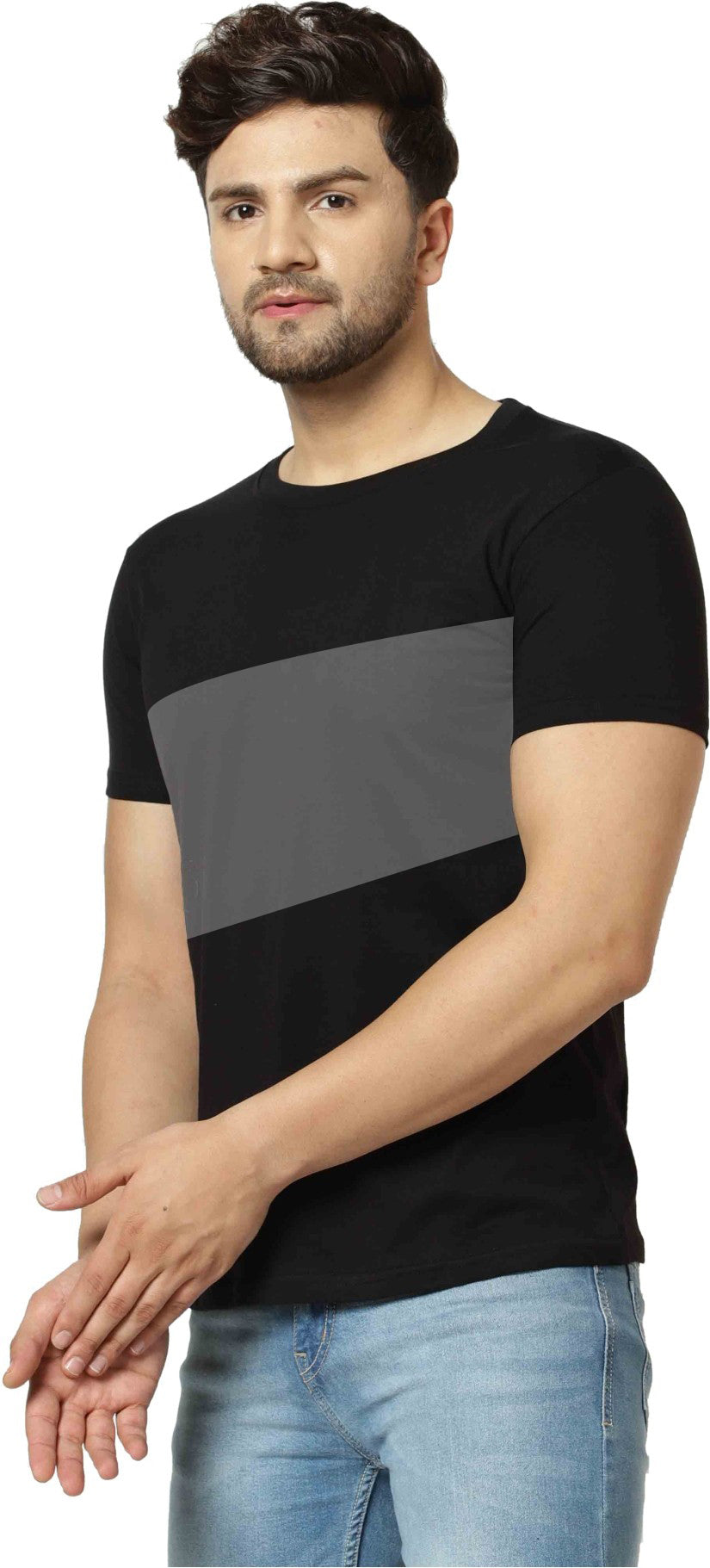 Block & Grey Men Round Neck T-Shirt Zabolo