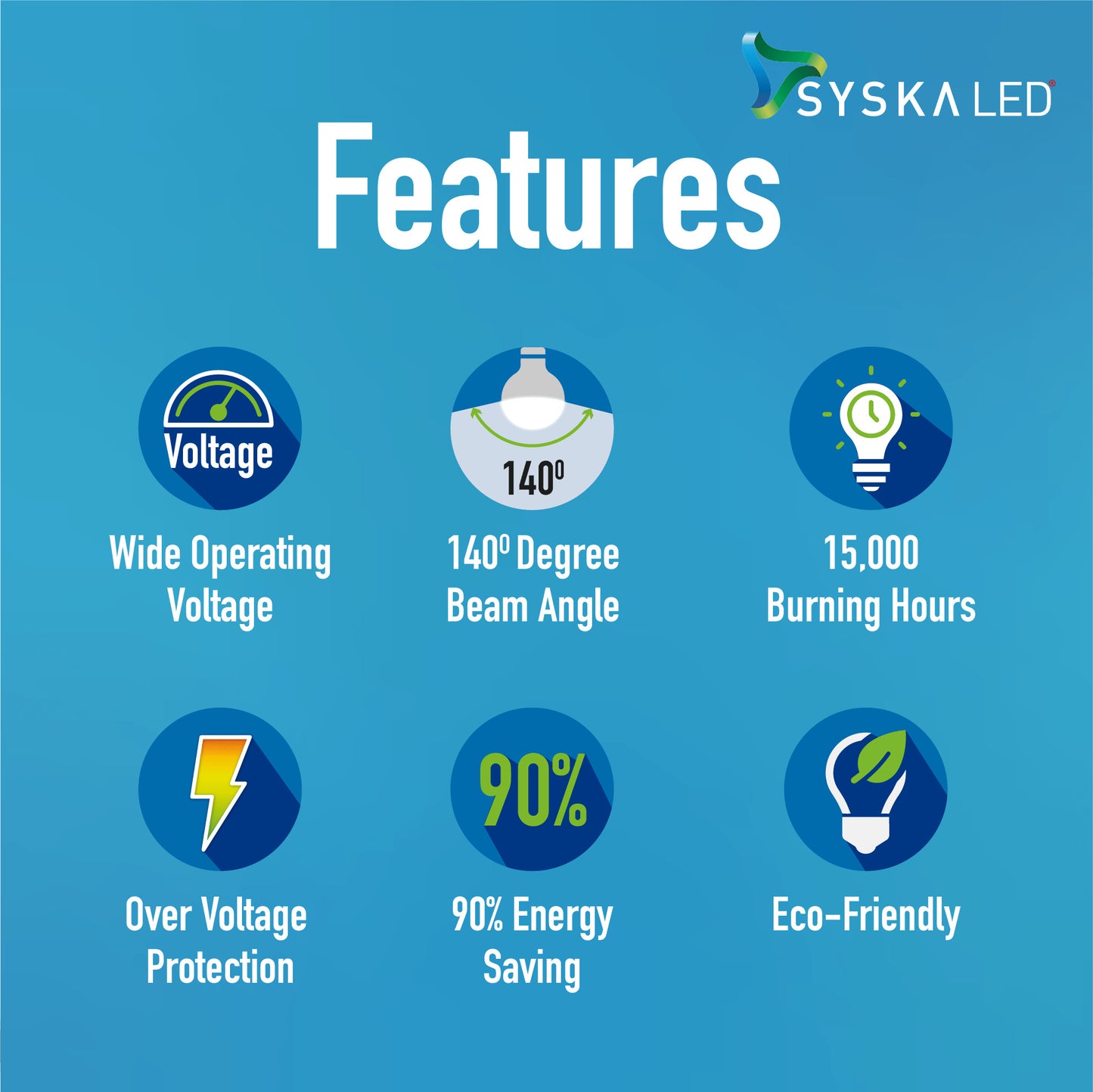 Syska Super Max B22 9 W iLED Bulb SSK-PAG-9W-iLED CW - 6500K Pack of 4