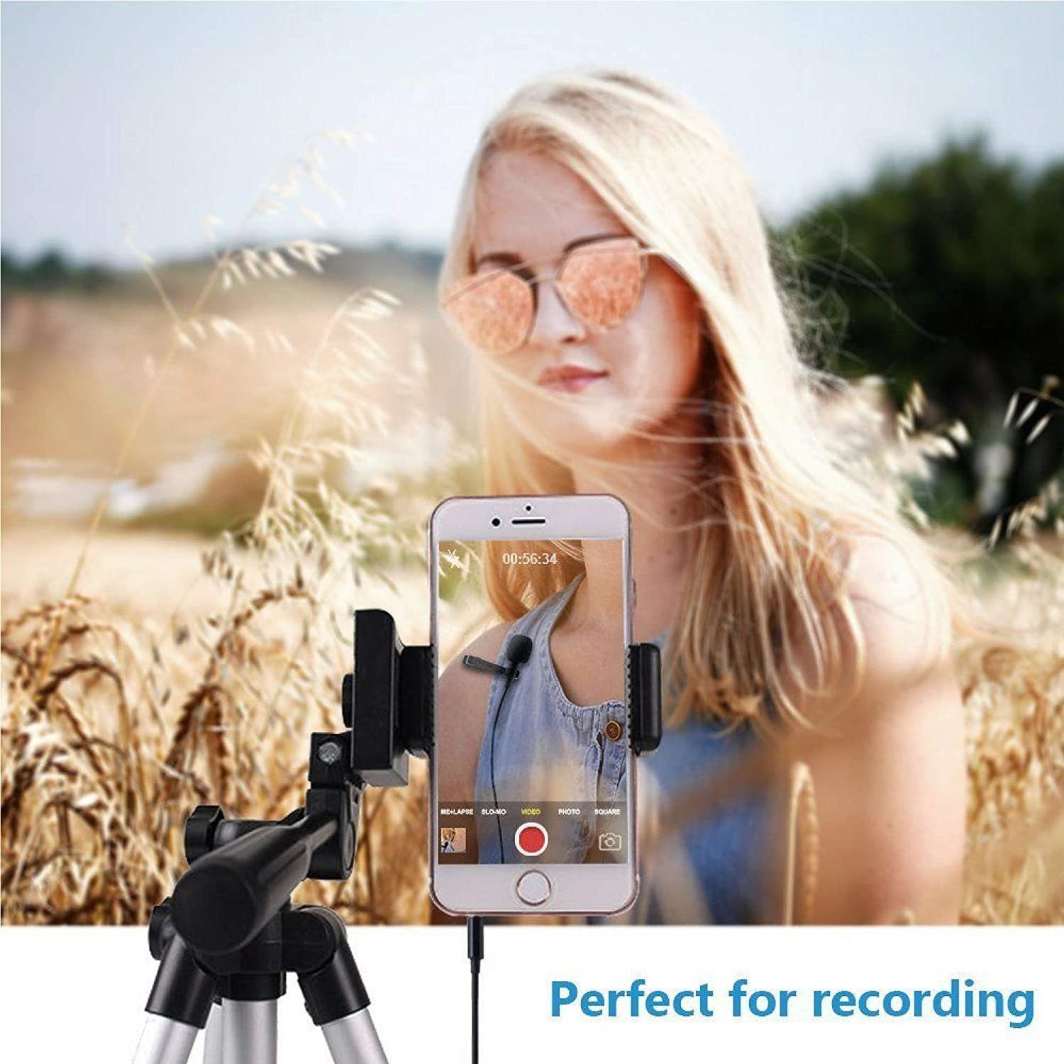 Lavalier Microphone for YouTube and smartphones Collar Mic  (Black) Zabolo