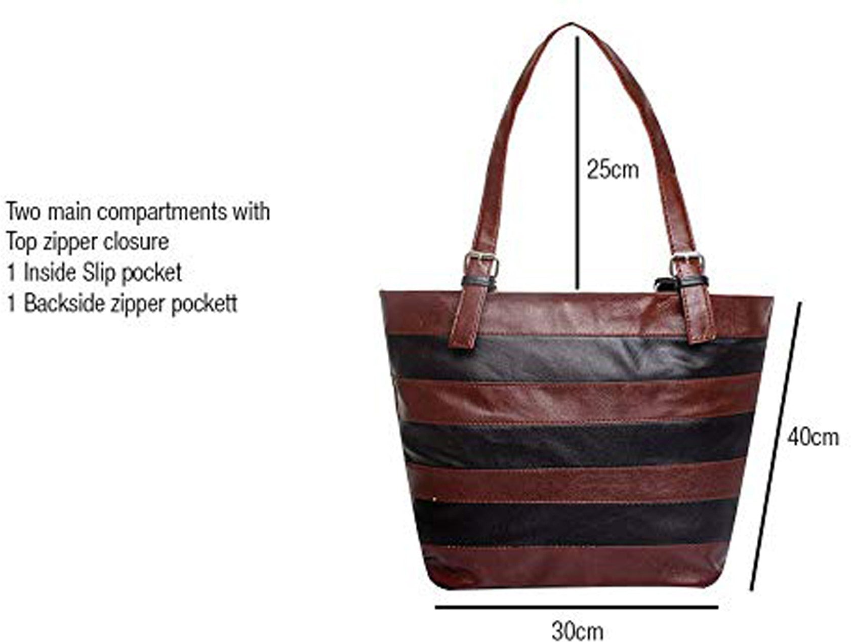 Women Shoulder Bag - Extra Spacious (Black & Brown) Zabolo