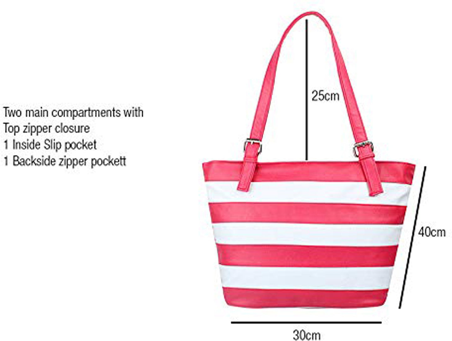 Women Shoulder Bag - Extra Large (Pink & White) Zabolo