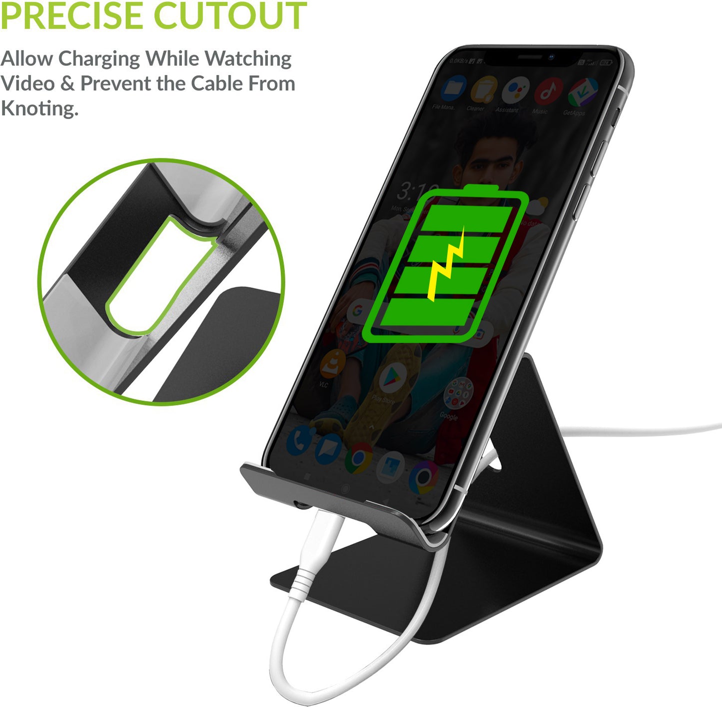 Aluminum Portable Stand With Convenient Charging Port Design For All Smartphone Mobile Holder Zabolo