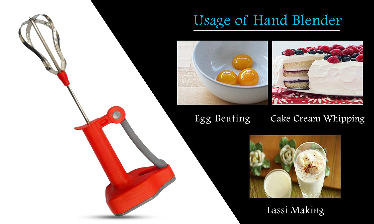 Power-Free Hand Blender and Beater in Kitchen Appliances with High Speed Operation Zabolo