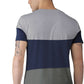 Light Gray Blue Grey Printed 3 Pannel H Sleeves T-Shirt Color Block Men Round Neck Blue, Grey T-Shirt Zabolo