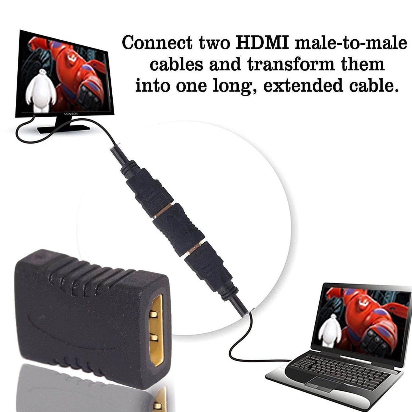 Zabolo HDMI Coupler HDMI Female to Female Joiner Adapter, HDMI Connector 3D HDMI Extender Compatible for HDTV, HDMI Coupler, Hdmi Female to Female Jointer Zabolo