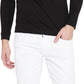 Black & White Solid Men V Neck T-Shirt Zabolo