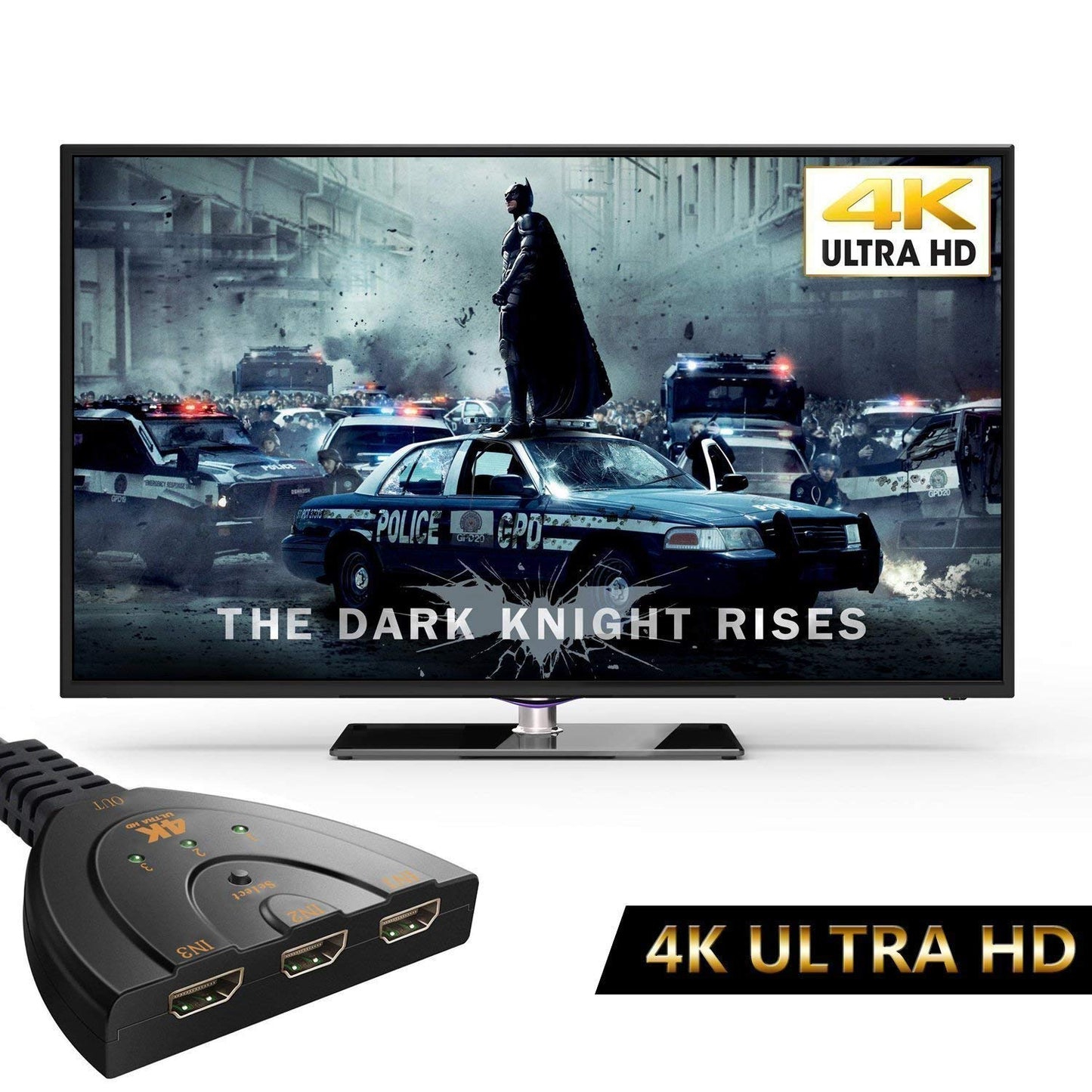 HDMI Switch, 3 Port 4K HDMI Switch 3x1 Switch Splitter with Pigtail Cable Supports Full HD 4K 1080P 3D Player Zabolo