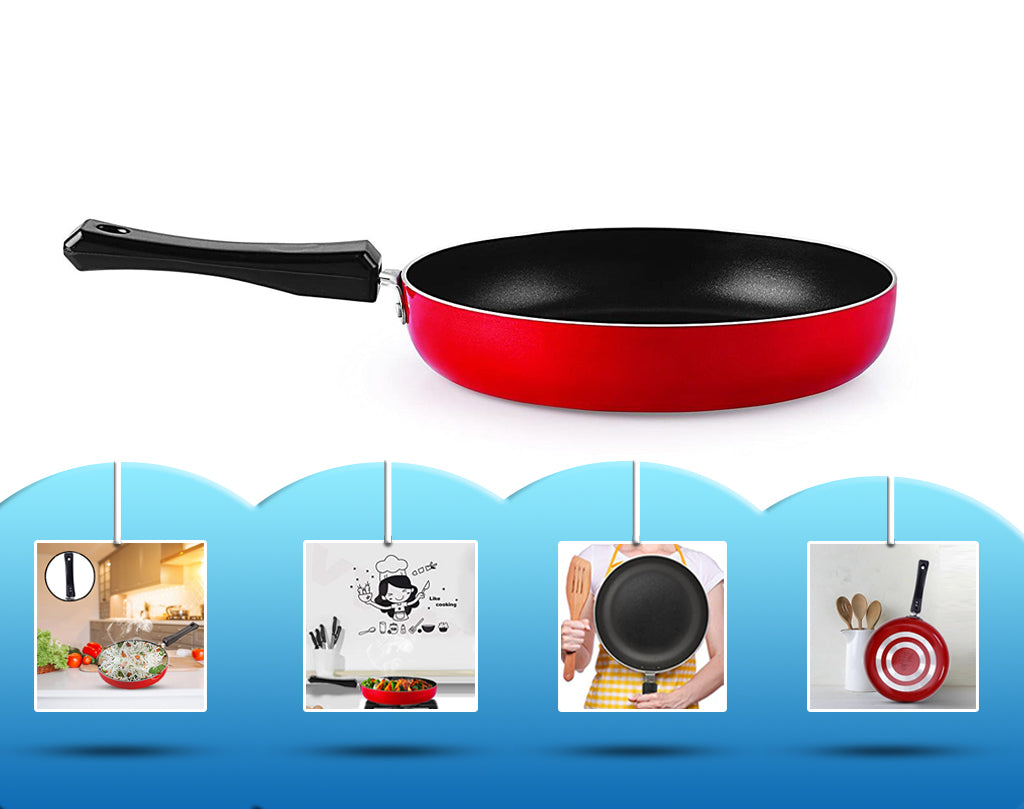 Fry Pan Non Induction with Bakelite handle Fry Pan 22 cm diameter 1.25 L capacity  (Aluminum, Non-stick) Zabolo